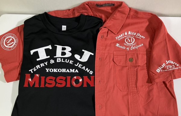 画像1: 【メンバー着用セット】新！ロゴ入り☆Mosrite TBJ ステージ用 ウエスタンドレスシャツ(半袖）＋Tシャツ (1)