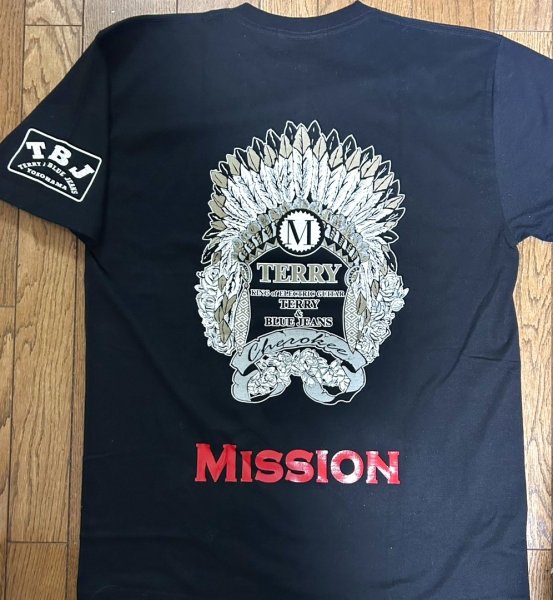 画像1: 復活！！チェロキーTシャツ 【ブラック・MISSION入り】 (1)