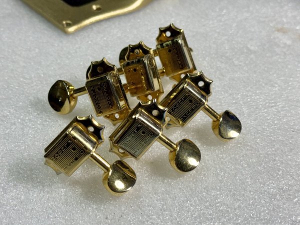 画像1: モズライト純正ゴールド仕様クルソンWロゴのヘッドマシン（ペグ） (1)